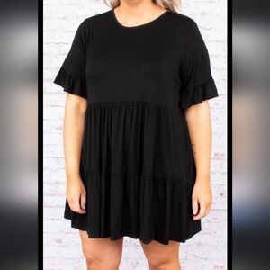 Chicsoul, Fall,  Flowy, high neckline,  Shortsleeve babydoll tier style Top